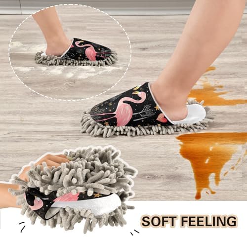 White Flamingos Heart Mop Slippers RunningBear Eco-Friendly Mop Slippers for Hard Floors