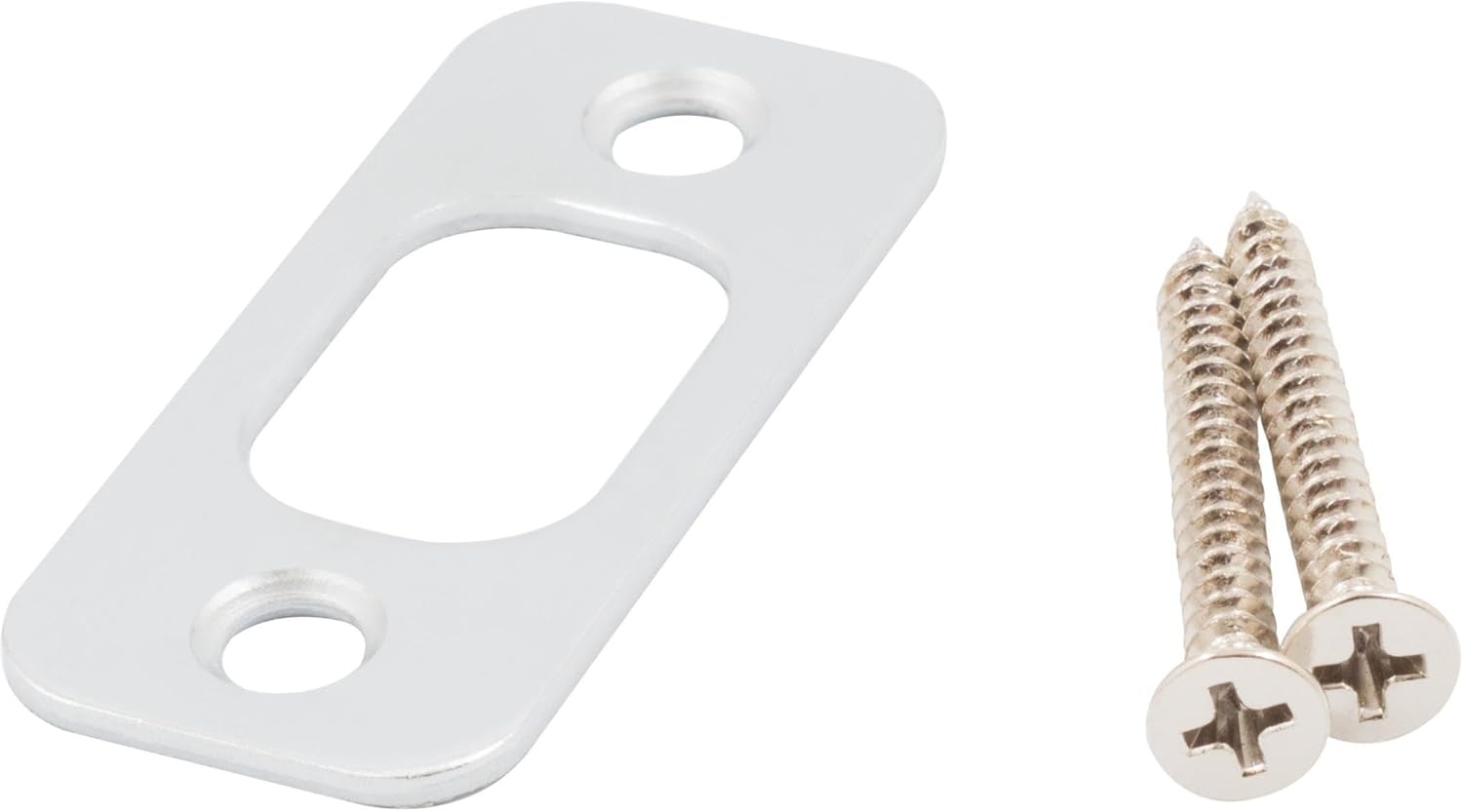 1 x 2-14 Round Corner Deadbolt Strike Plate Stone Harbor Hardware Satin Chrome