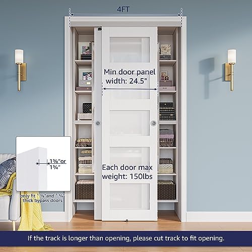 High-Quality 4FT Bypass Door Hardware Top-Mounted Design for Smooth Quiet Operation