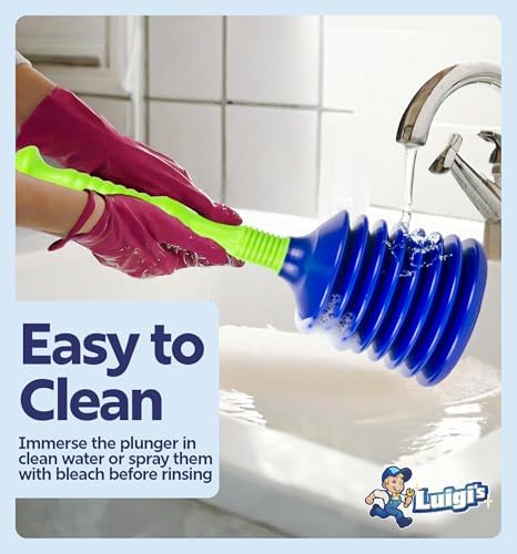 Luigis Heavy-Duty Sink Drain Plunger for Slow Drains