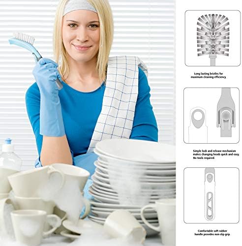 Guay 4-Piece Kitchen Cleaning Brush Set with Handle and Scrub Sponge