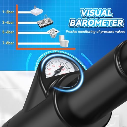 High-Pressure Toilet Plunger with Visual Barometer for Clogged Pipes