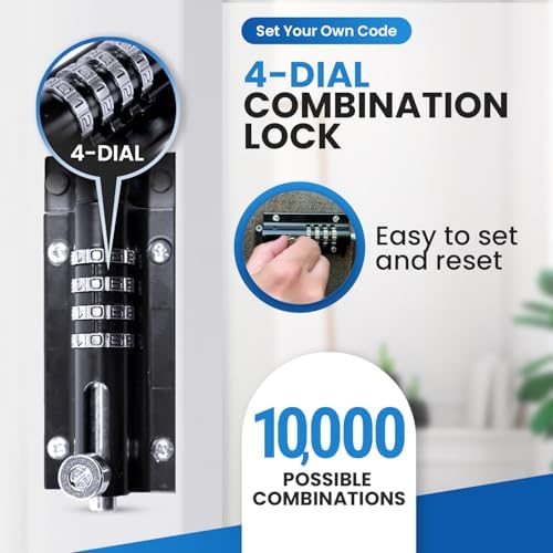 FJM Security 4-Digit Combination Sliding Bolt Gate Lock Premium MetalForged Motion Activated Gate Lock for Home Barns