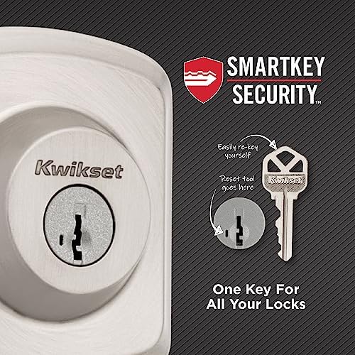Kwikset Henley Front Door Lock Handle and Deadbolt Set - Smart Key Security Durable with Microban Protection