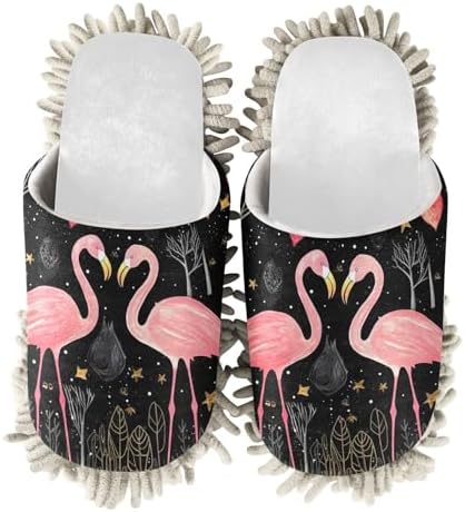 White Flamingos Heart Mop Slippers RunningBear Eco-Friendly Mop Slippers for Hard Floors
