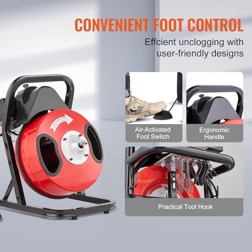 VEVOR 50FTx12Inch Drain Cleaner Machine