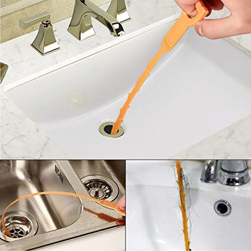OmontDrain Clog Remover Tool Sink 6-Pack Clog Remover Effortless Hair Food Removal Orange