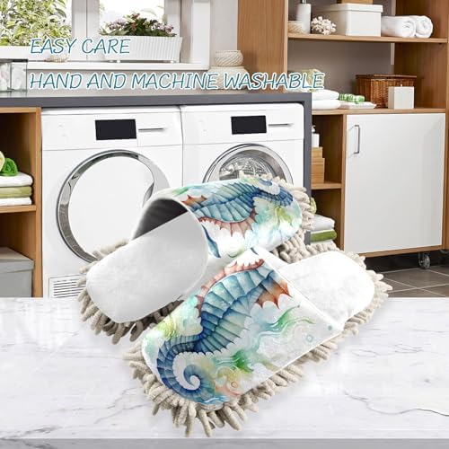 RunningBear White Seahorses Mop Slippers for Floor Cleaning 1