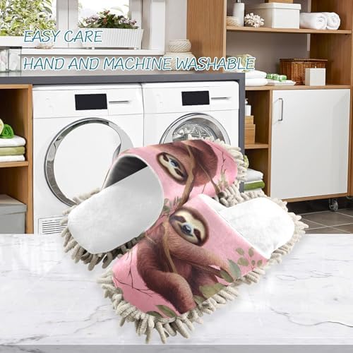 White Sloth Mop Slippers Chenille Sole Soft Cotton Blends Replacement Mop Pads