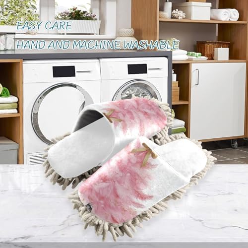 White Pink Christmas Trees Mop Slippers