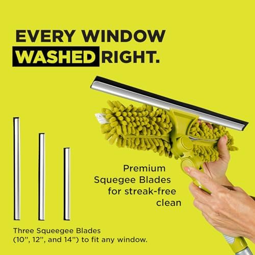 DOCAZOO5-12 Ft Telescoping Window Squeegee Kit Extendable Window Cleaning Tool for IndoorOutdoor Use