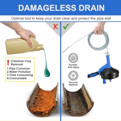 25-Foot Drain Auger with Drill Adapter Blue