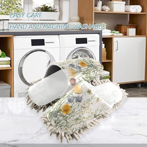 Burbuja Wildflowers Mop Slippers Microfiber Cleaning Slippers for Home Kitchen Washable Durable
