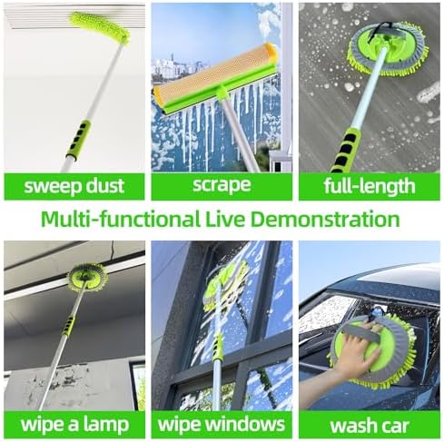 Complete Car Glass Cleaner Kit 62 Extension Pole Premium Cleaning Tools