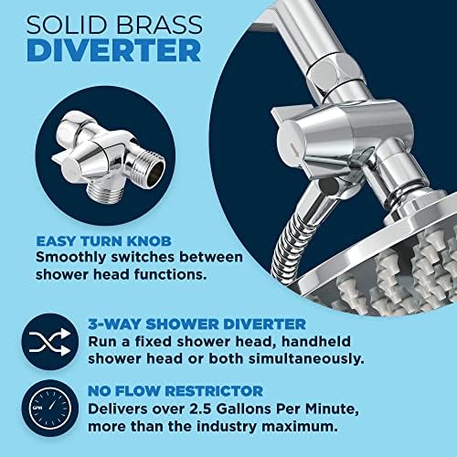 HammerHead Showers - Durable Split Shower Diverter Valve - Dual Handheld Fixed Install 25 GPM Solid Brass