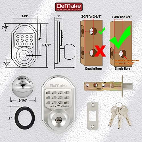 Megaflint Keyless Entry Deadbolt Lock - 100 Mechanical Stainless Steel Passcode or Key