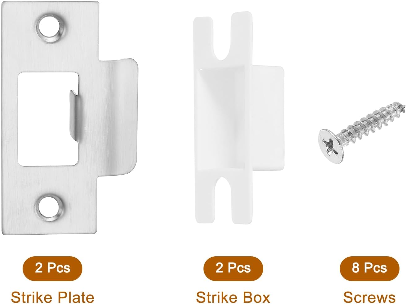 RxSSS U Xenus 2 Set Door Strike Plate Replacement Stainless Steel for Latch Reinforcement Silver