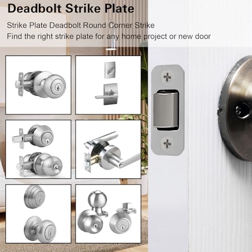 Sturdy 3-Pack Door Strike Plate Set - Stainless Steel for Durable Door Replacement