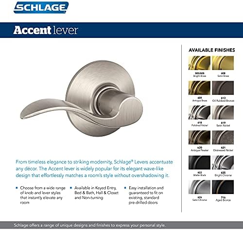 Enhance Home Security with Schlage F10 V Acc 619 Passage Locks - Pack of 4 in Satin Nickel