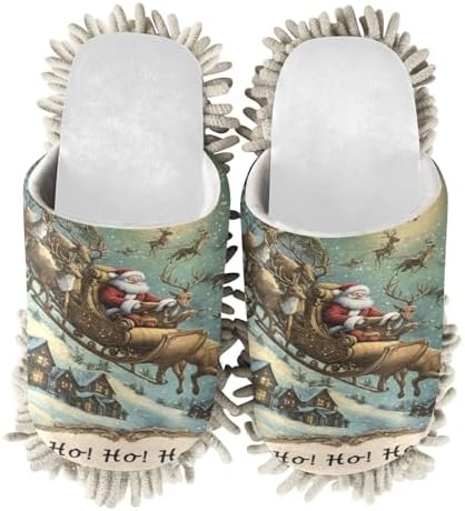 White Christmas Night Reindeer Mop Slippers