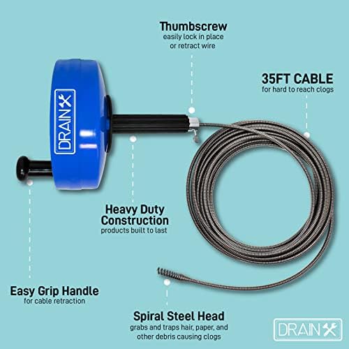 DrainX Pro Steel Drum Auger - Effortlessly Unclog Pipes with a Durable Tool
