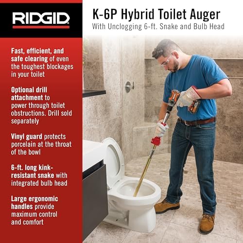 Ridgid 56658 K-6P Toilet Auger Multi-Function Quick-Acting for Drills