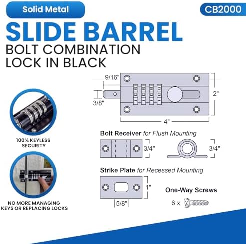 FJM Security 4-Digit Combination Sliding Bolt Gate Lock Premium MetalForged Motion Activated Gate Lock for Home Barns