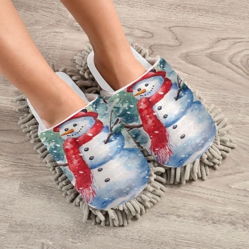 White Christmas Snowman Mop Slippers
