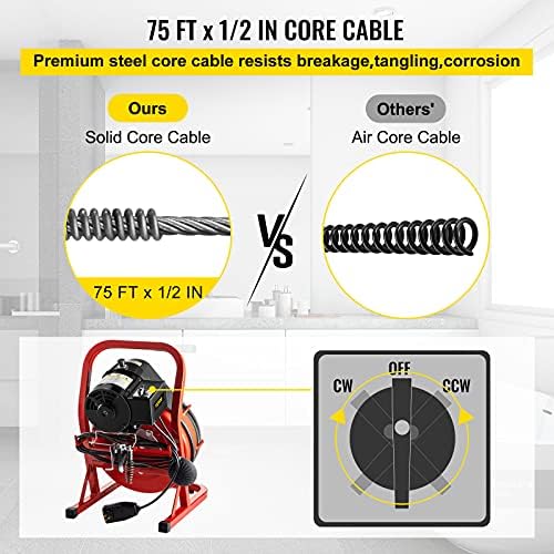 VEVOR 75ft Steel Drain Cleaner