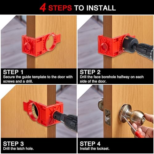 Feekoon Door Lock Installation Kit for Wooden Doors
