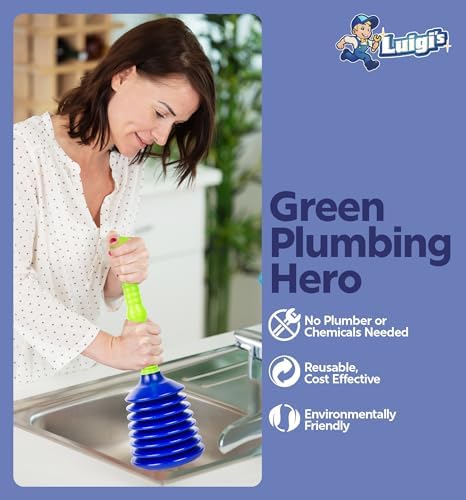 Luigis Heavy-Duty Sink Drain Plunger for Slow Drains