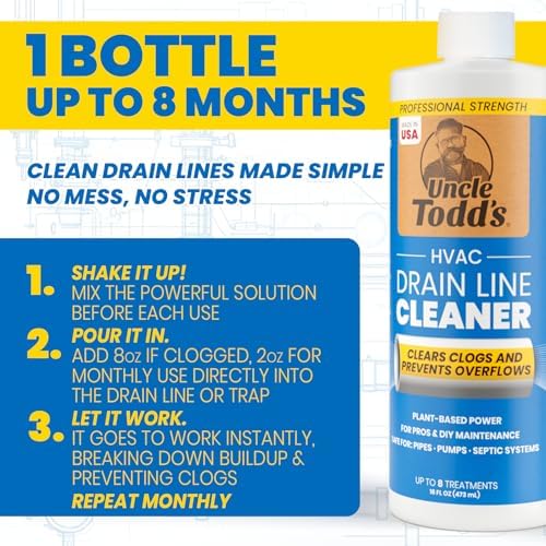 Uncle Todds HVAC Drain Line Cleaner - Acid-Free 8-Month Supply