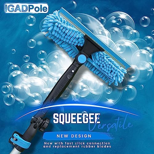 Up-to-26ft Extension Window Squeegee Pole Microfiber Cloths Adjustable Blade Best for High Low Windows
