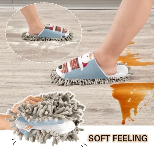 White Christmas Chimney Santa Mop Slippers