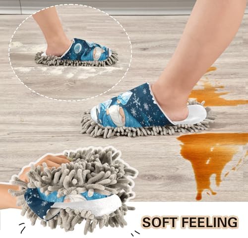 White Christmas Gnome Snowlakes Mops Slippers