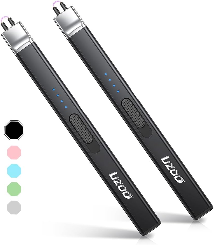 Rechargeable Candle Lighters with LED Display 360 Rotation for Camping BBQ Home Use