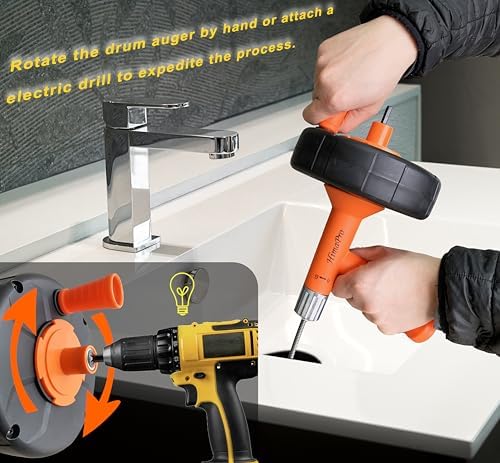14-Inch Drum Auger with 25 ft Cable for Plumbing Applications