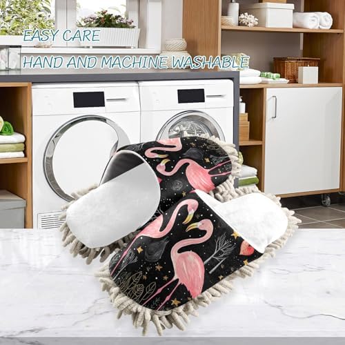 White Flamingos Heart Mop Slippers RunningBear Eco-Friendly Mop Slippers for Hard Floors