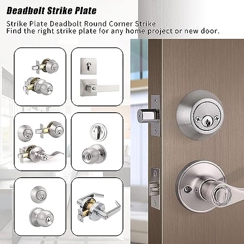 JIOTAR Deadbolt Strike Plate 1 x 2-14 Satin Nickel 2 Pack