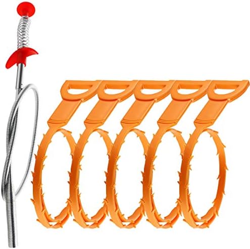 OmontDrain Clog Remover Tool Sink 6-Pack Clog Remover Effortless Hair Food Removal Orange