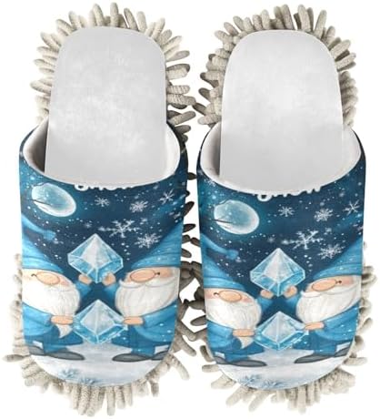 White Christmas Gnome Snowlakes Mops Slippers