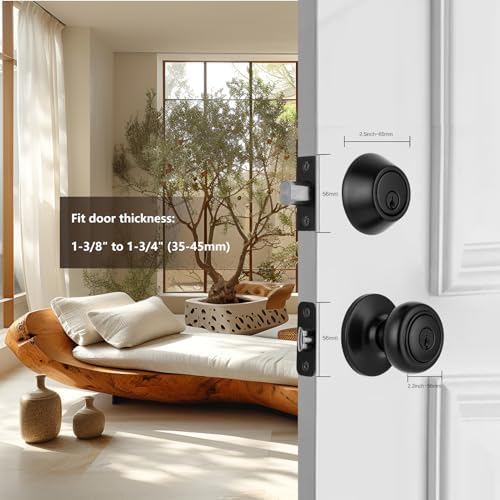 Matte Black Door Knobs for Bedroom Security