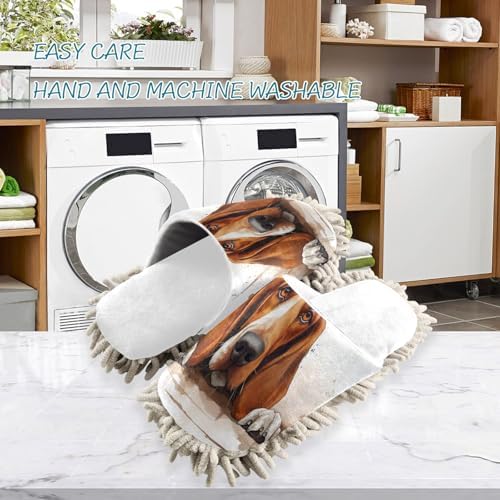 White Watercolor Red Hound Slippers for Easy Mopping Cozy Eco-Friendly