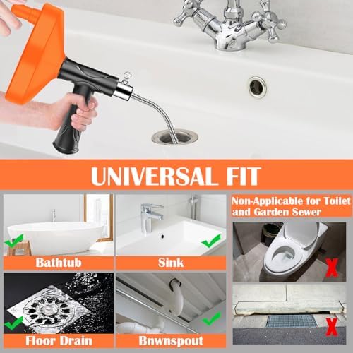 Drain Snake Auger 33ft Heavy Duty Clog Remover for Home Bathroom