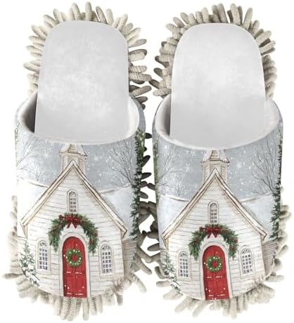 White Christmas Church Trees Slippers