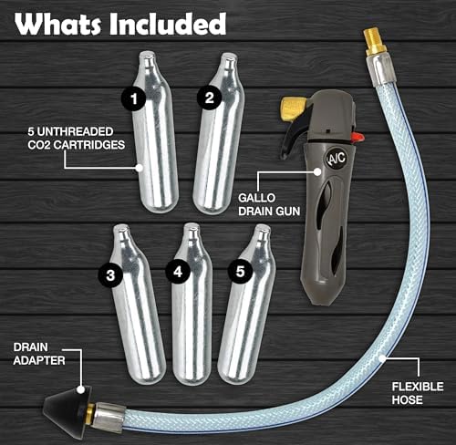 RedRock Gallo Drain Gun Clearest Clogged Drains with 5 CO2 Cartridges