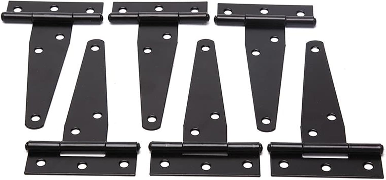 T-Hinges 4-Inch Rust-Resistant Hinges Set 6PCS for Gates Toolboxes Sheds and More