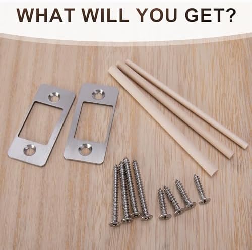 Nkiy Quen 2-Piece Door Security Kit Anti-Bump Latch Replacer Stainless Steel Latch Restorer for Home Business