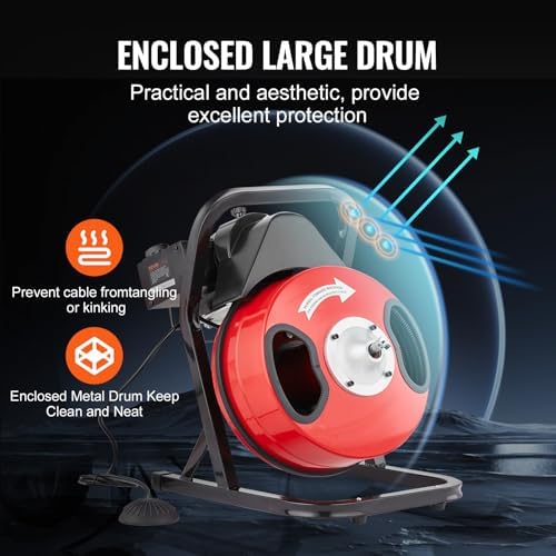 VEVOR 50FTx12Inch Drain Cleaner Machine