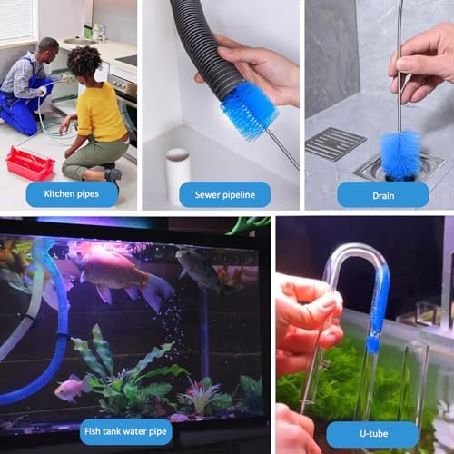 Eidsefe 75-Inch Flexible Drain Brush with 3 Shorter Straws Set for Efficient Cleaning